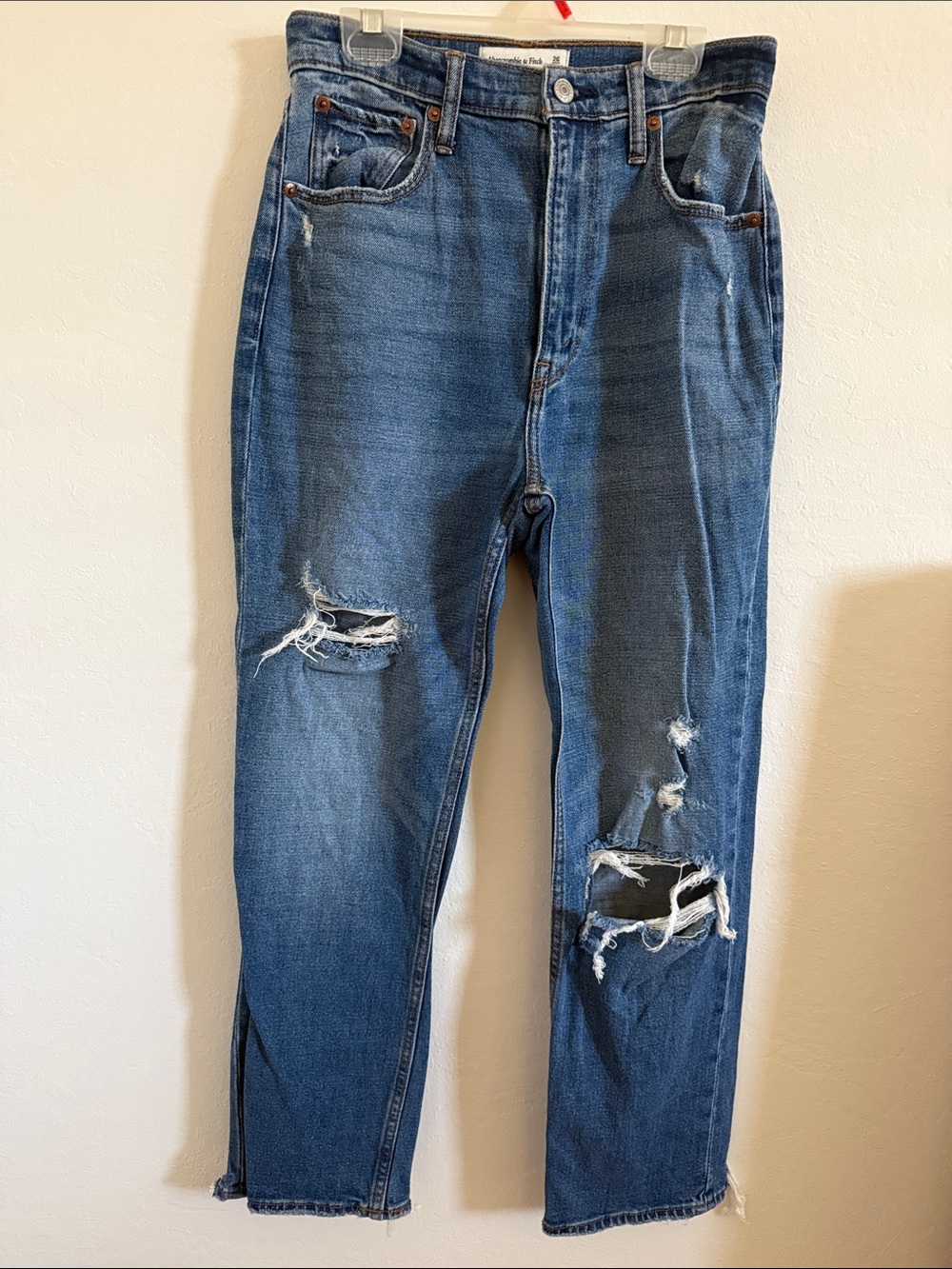Abercrombie & Fitch High-Rise Distressed Blue Jeans